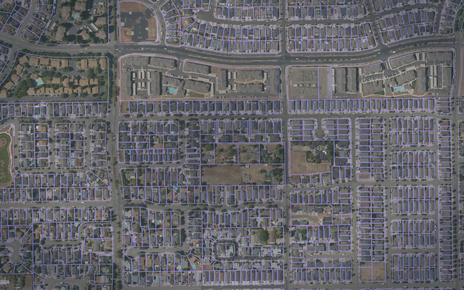 Parcel boundaries over aerial imagery of Butte County, California