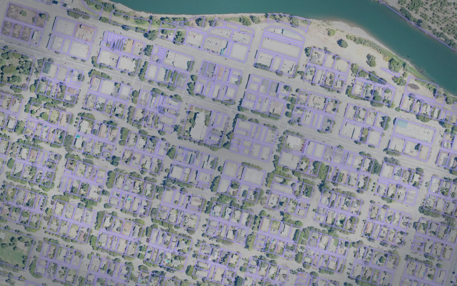Parcel boundaries over aerial imagery of Colusa County, California