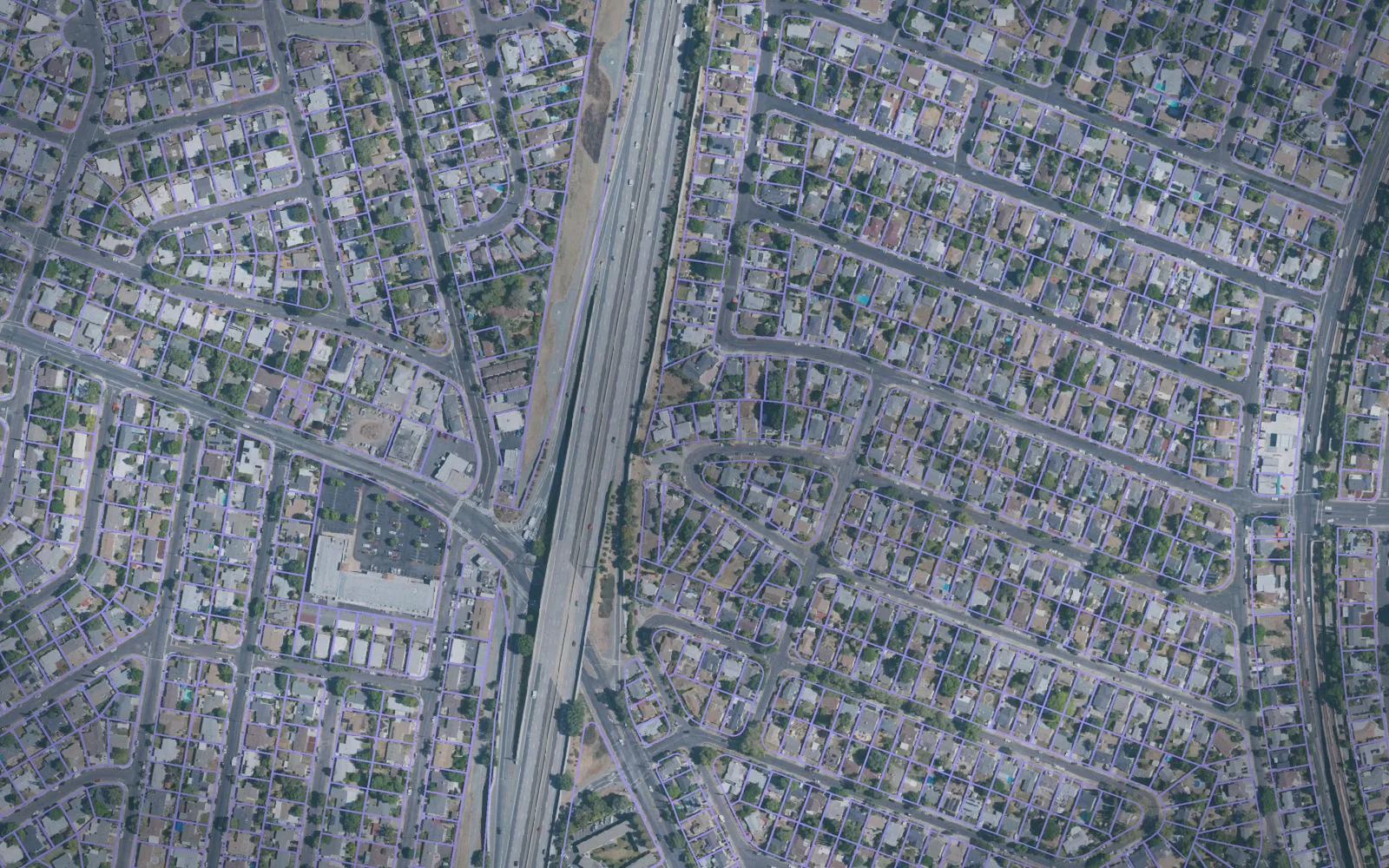 Parcel boundaries over aerial imagery of Contra Costa County, California