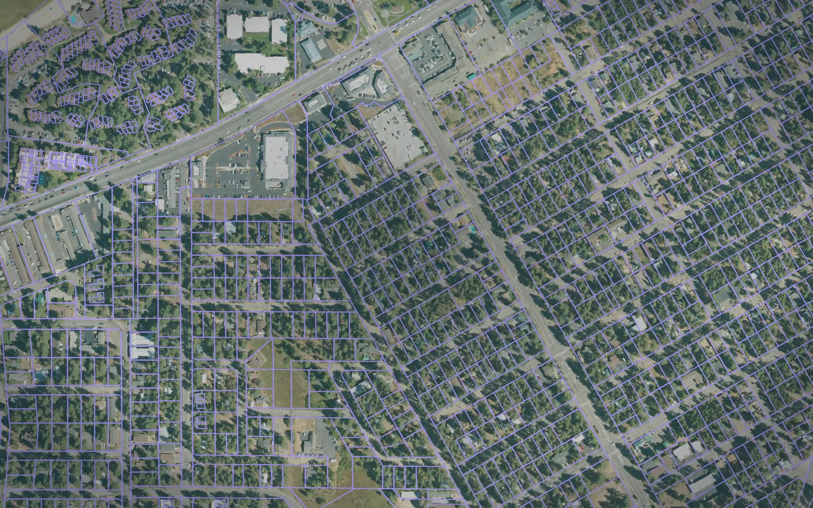 Parcel boundaries over aerial imagery of El Dorado County, California