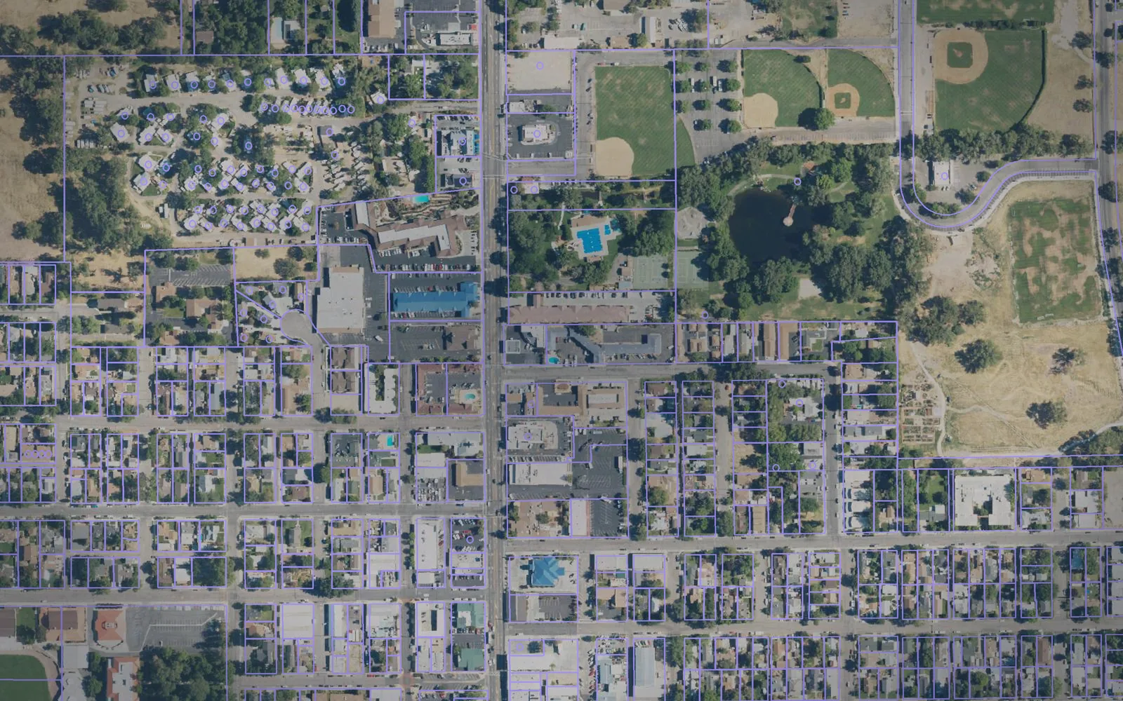 Parcel boundaries over aerial imagery of Inyo County, California