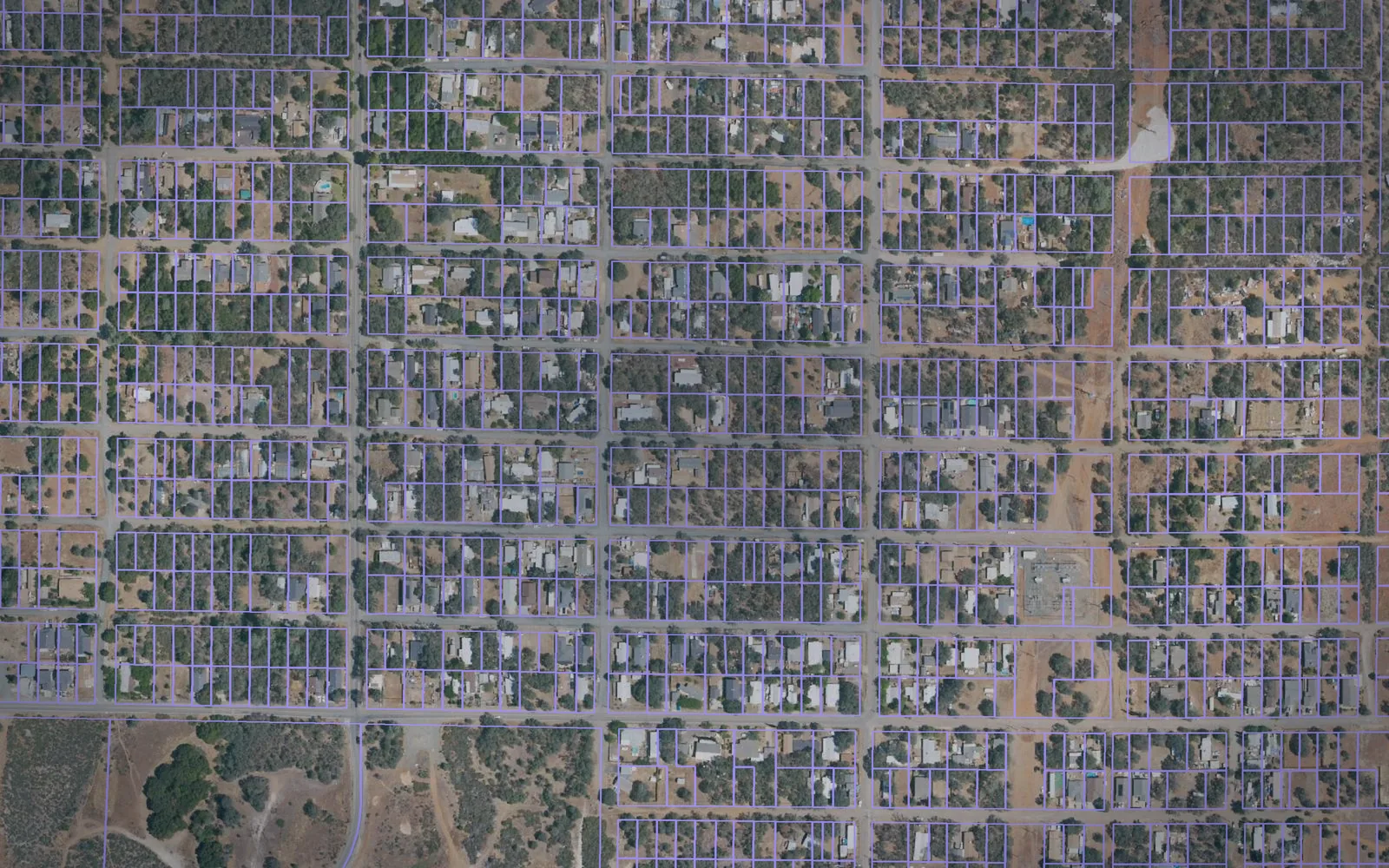 Parcel boundaries over aerial imagery of Lake County, California