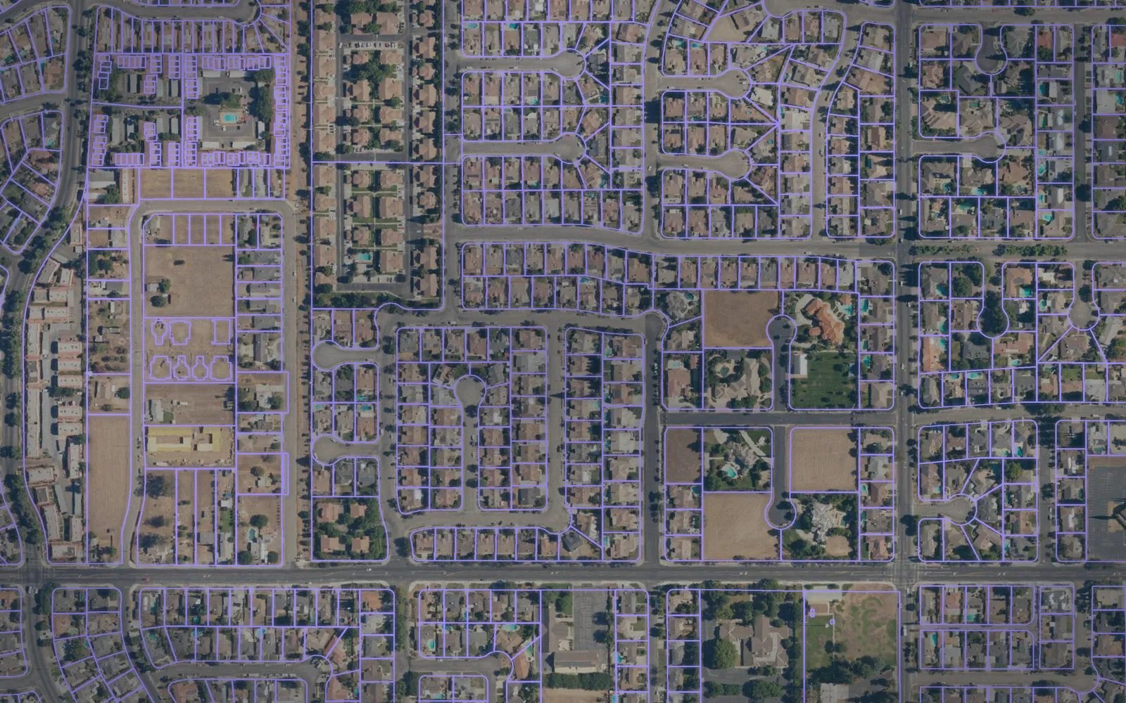 Parcel boundaries over aerial imagery of Madera County, California