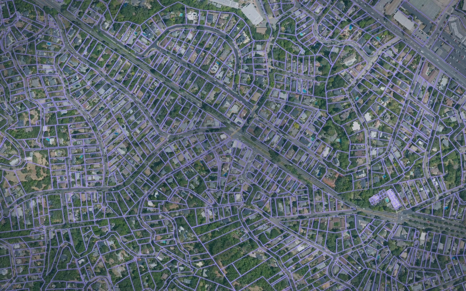 Parcel boundaries over aerial imagery of Marin County, California