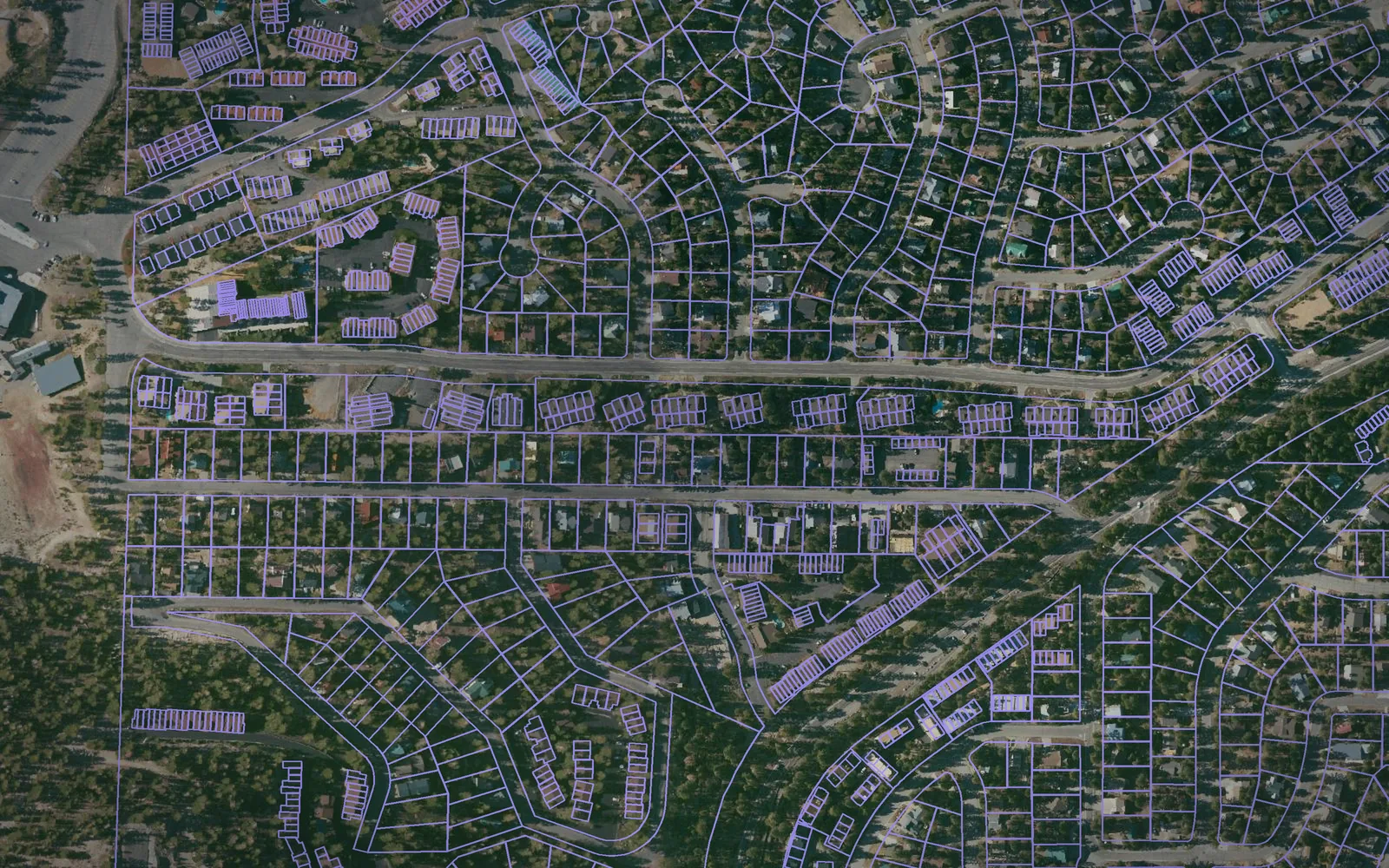 Parcel boundaries over aerial imagery of Mono County, California