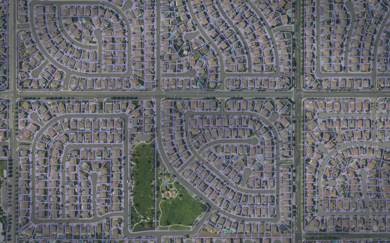 Parcel boundaries over aerial imagery of Riverside County, California