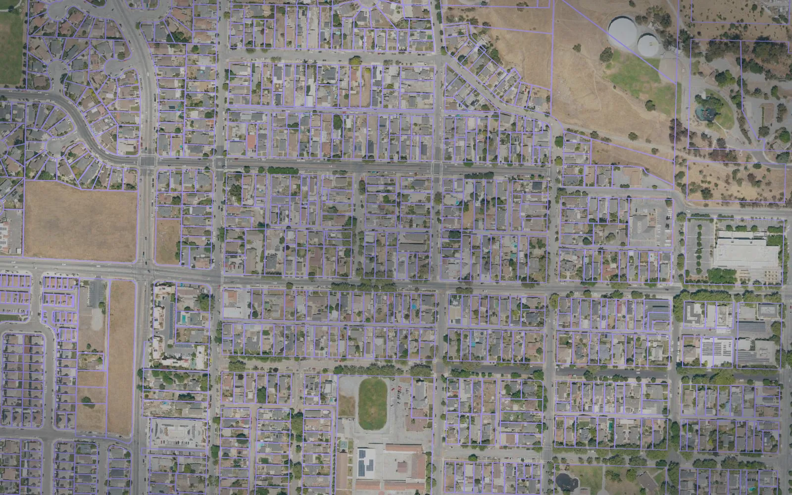 Parcel boundaries over aerial imagery of San Benito County, California