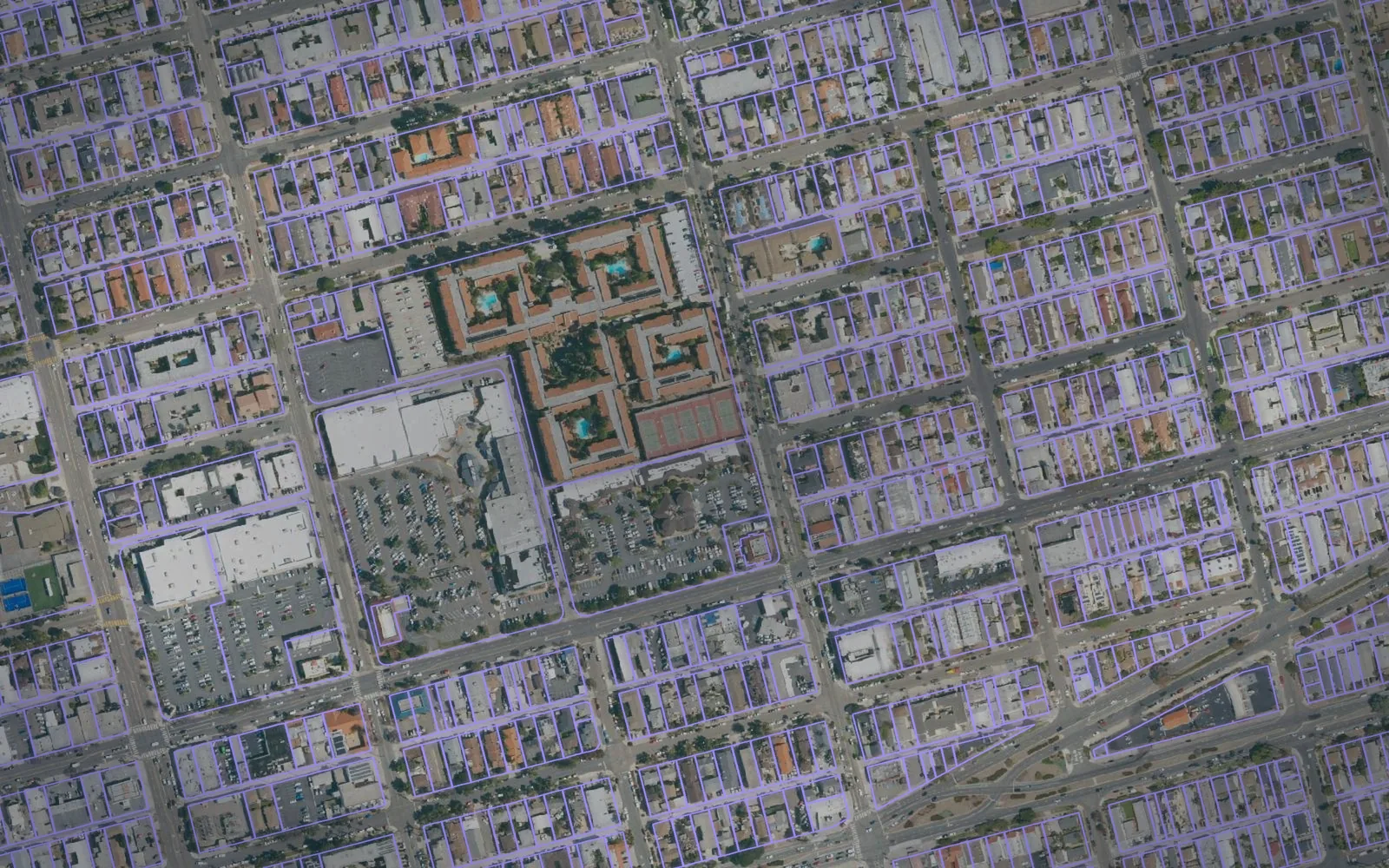 Parcel boundaries over aerial imagery of San Diego County, California