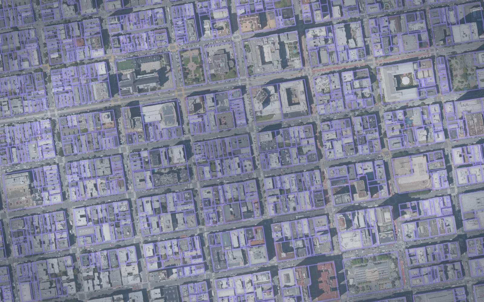 Parcel boundaries over aerial imagery of San Francisco County, California