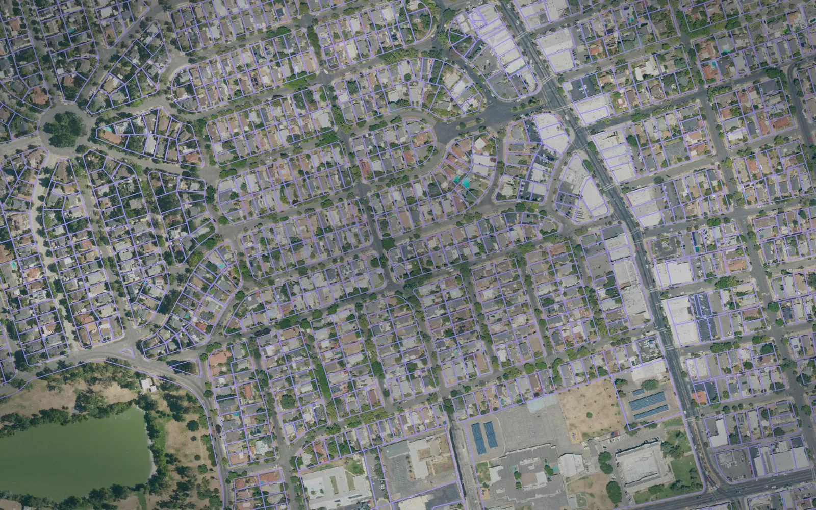 Parcel boundaries over aerial imagery of San Joaquin County, California