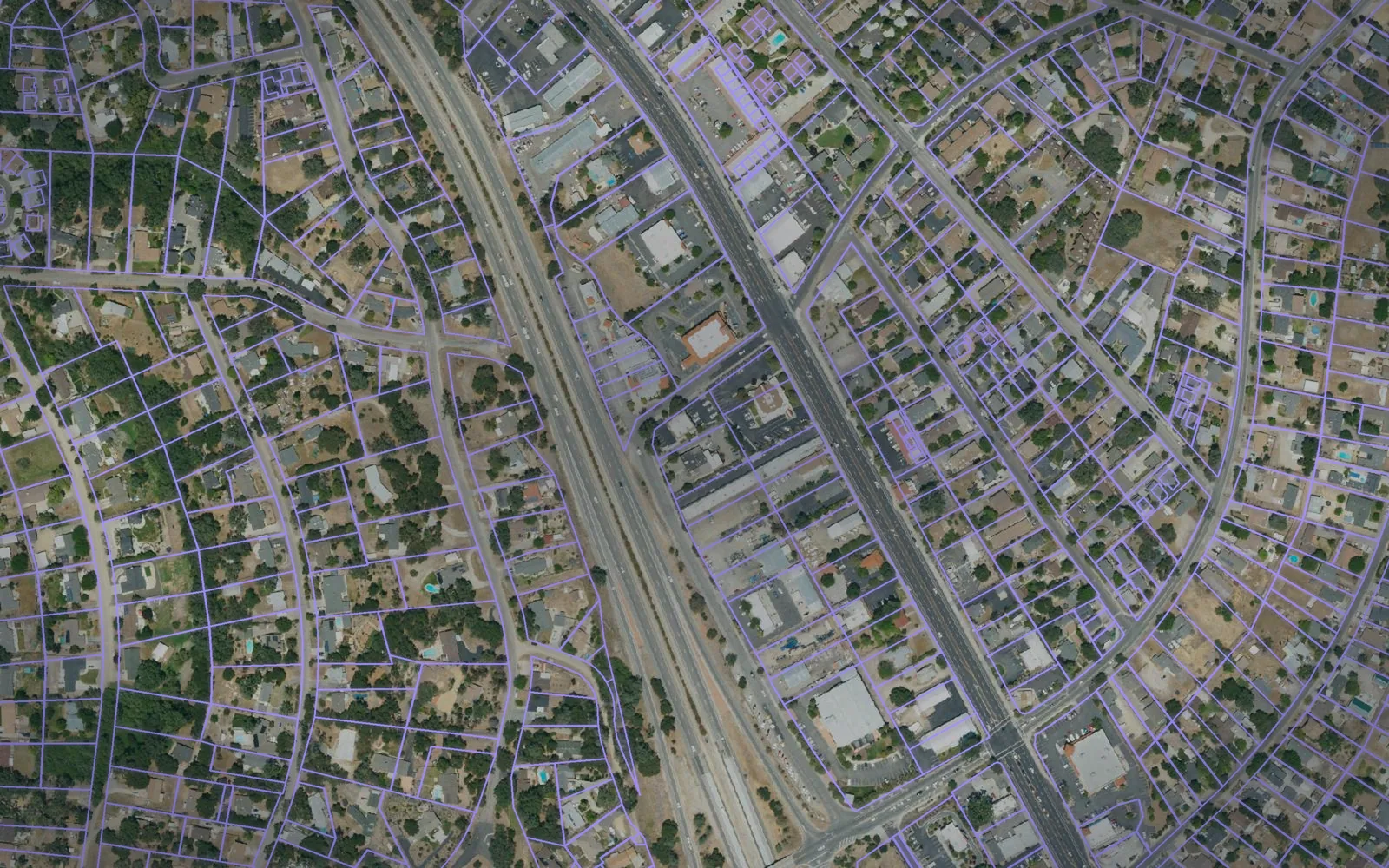 Parcel boundaries over aerial imagery of San Luis Obispo County, California
