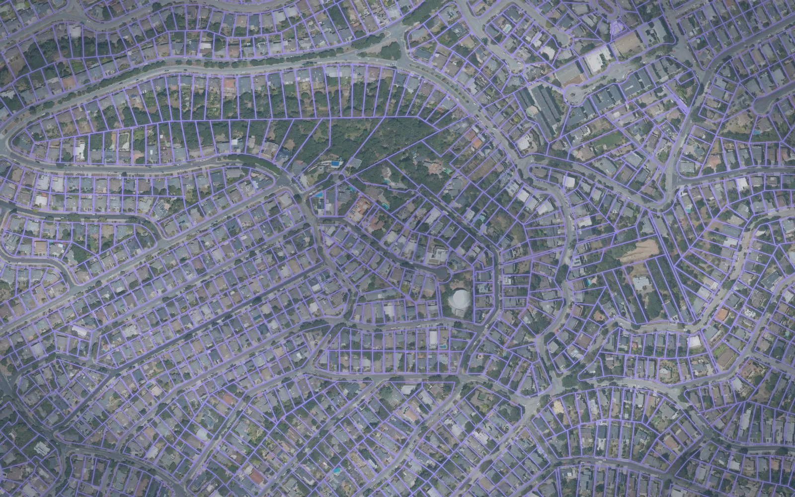Parcel boundaries over aerial imagery of San Mateo County, California