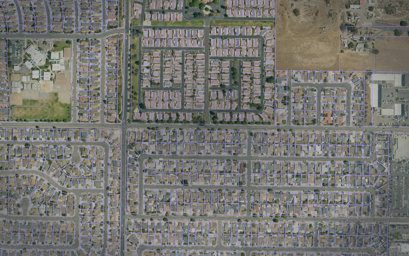 Parcel boundaries over aerial imagery of Santa Barbara County, California