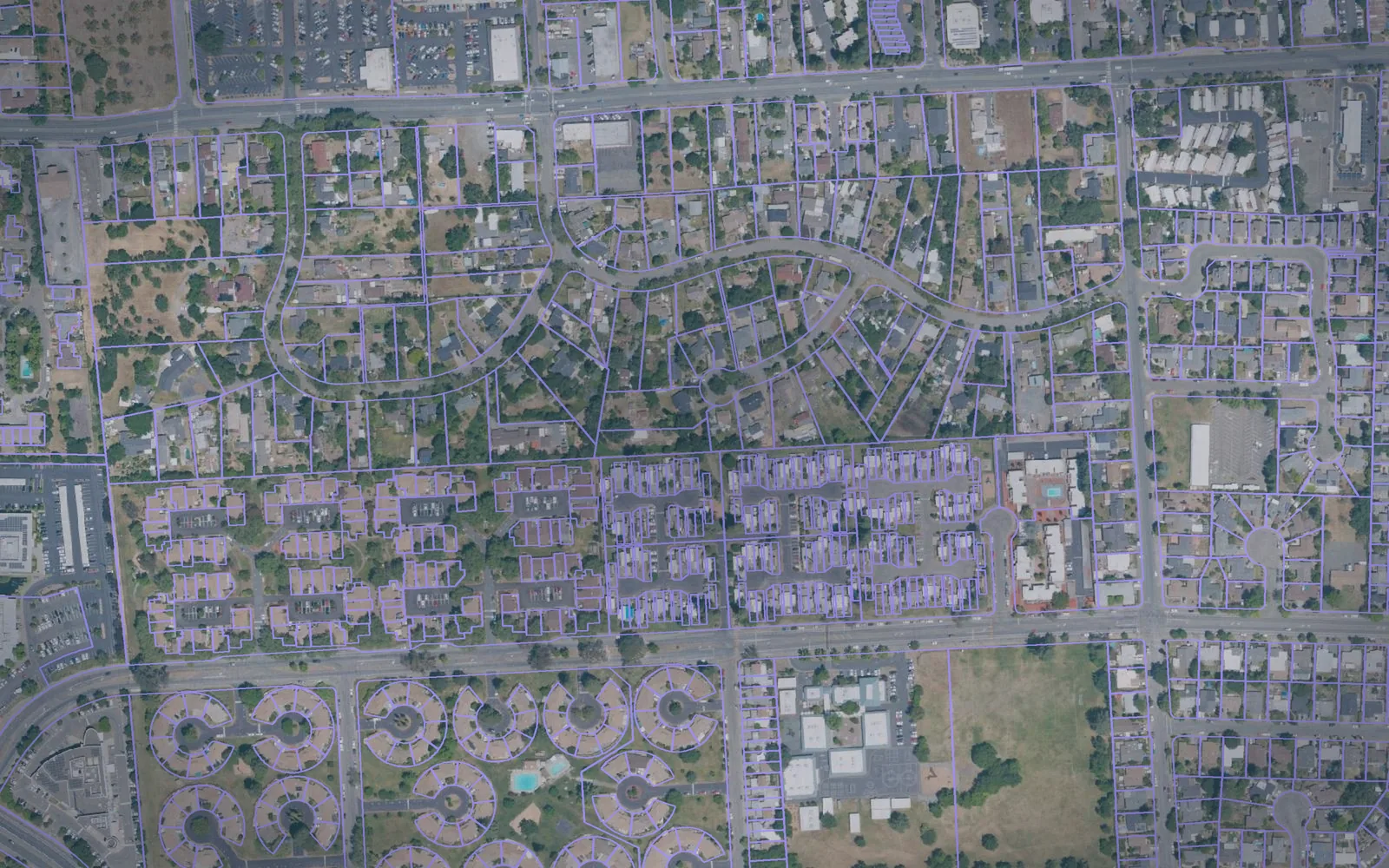 Parcel boundaries over aerial imagery of Sonoma County, California