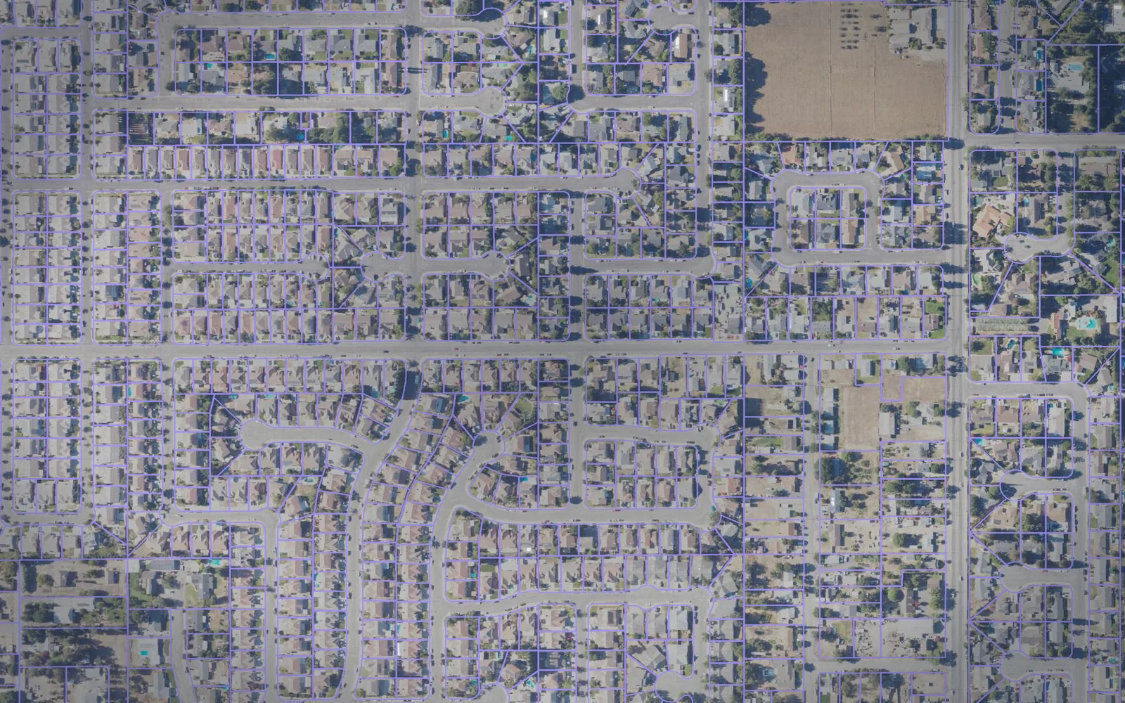 Parcel boundaries over aerial imagery of Sutter County, California