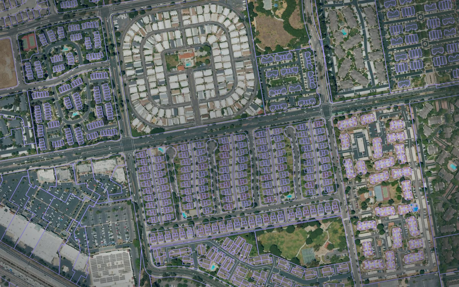 Parcel boundaries over aerial imagery of Ventura County, California