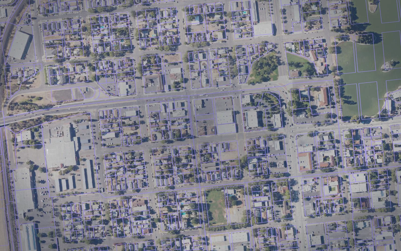 Parcel boundaries over aerial imagery of Yuba County, California