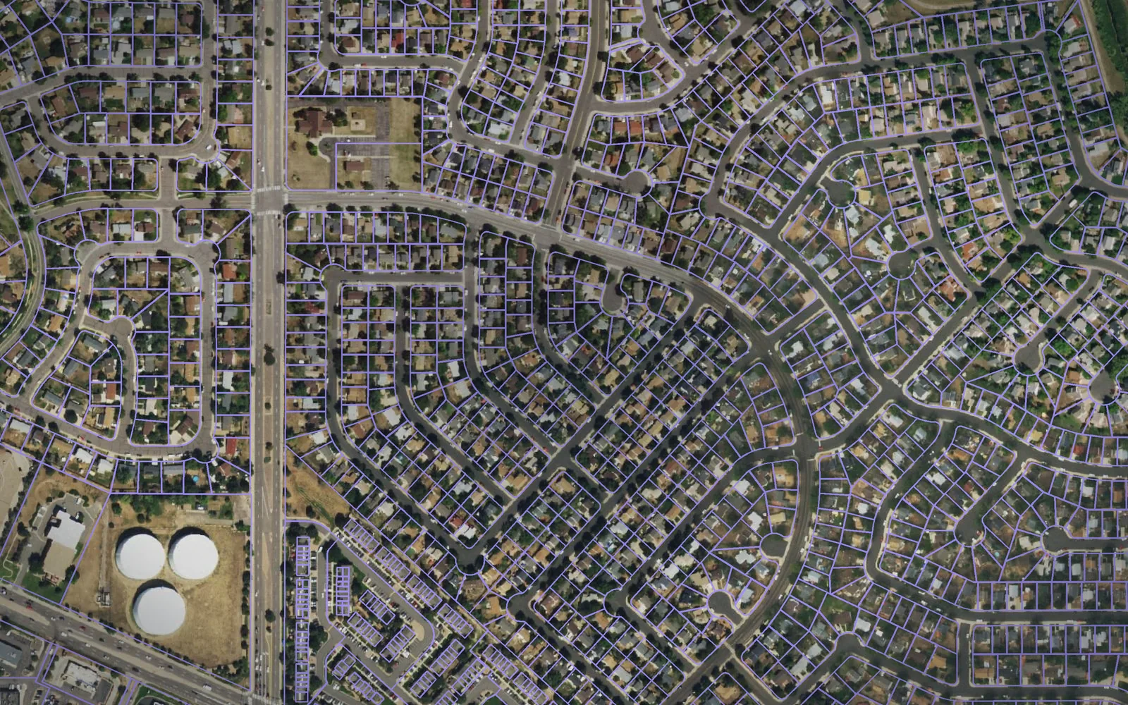 Parcel boundaries over aerial imagery of Arapahoe County, Colorado