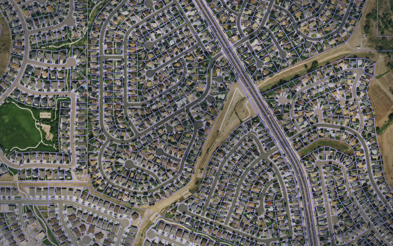 Parcel boundaries over aerial imagery of Douglas County, Colorado