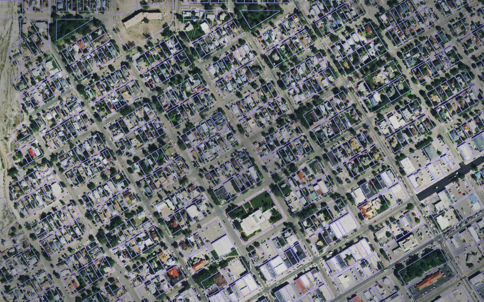 Parcel boundaries over aerial imagery of Fremont County, Colorado