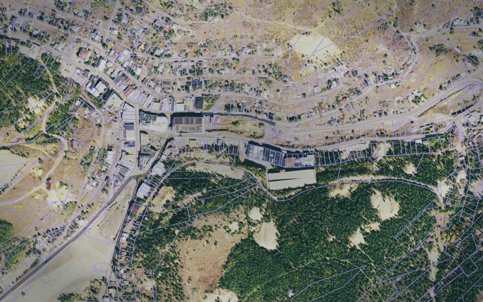 Parcel boundaries over aerial imagery of Gilpin County, Colorado