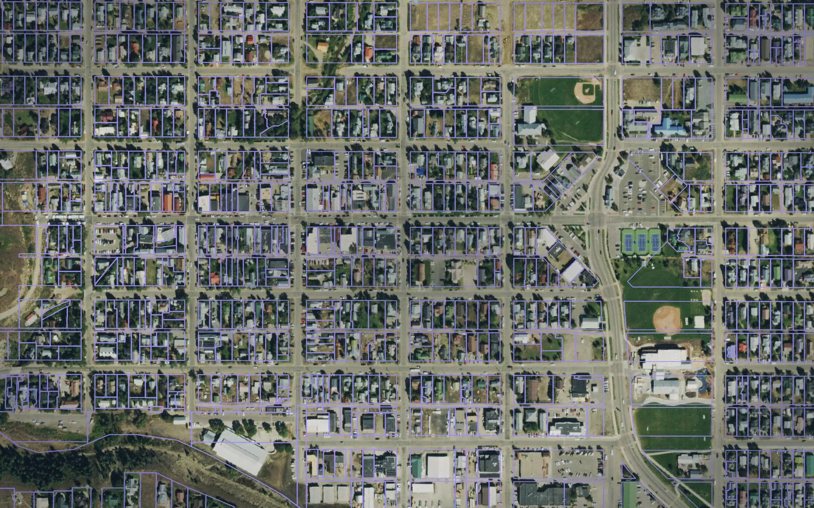 Parcel boundaries over aerial imagery of Gunnison County, Colorado