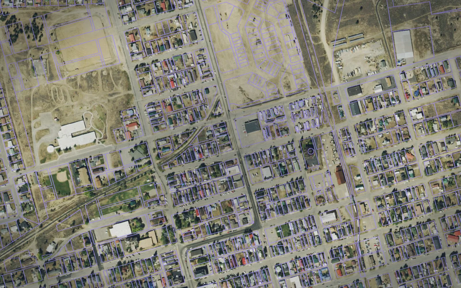 Parcel boundaries over aerial imagery of Lake County, Colorado