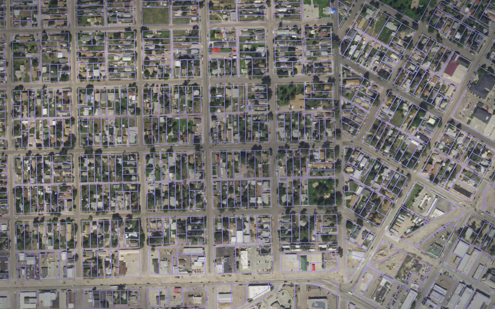 Parcel boundaries over aerial imagery of Logan County, Colorado