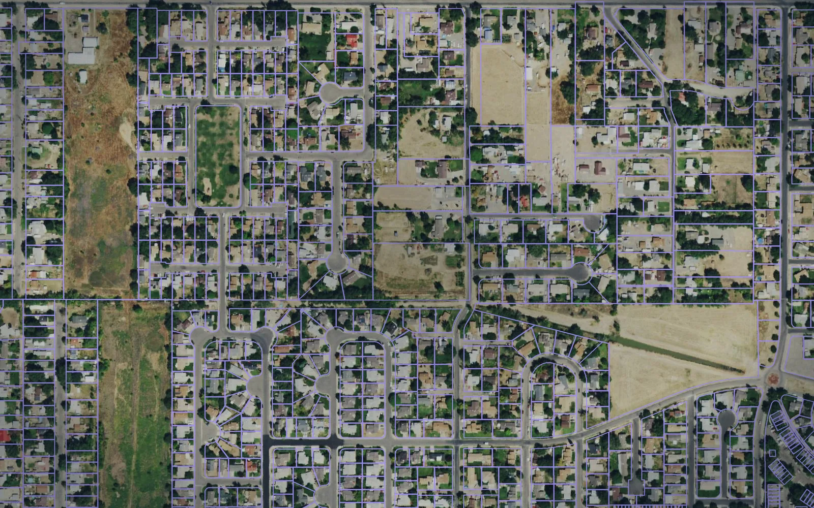 Parcel boundaries over aerial imagery of Mesa County, Colorado