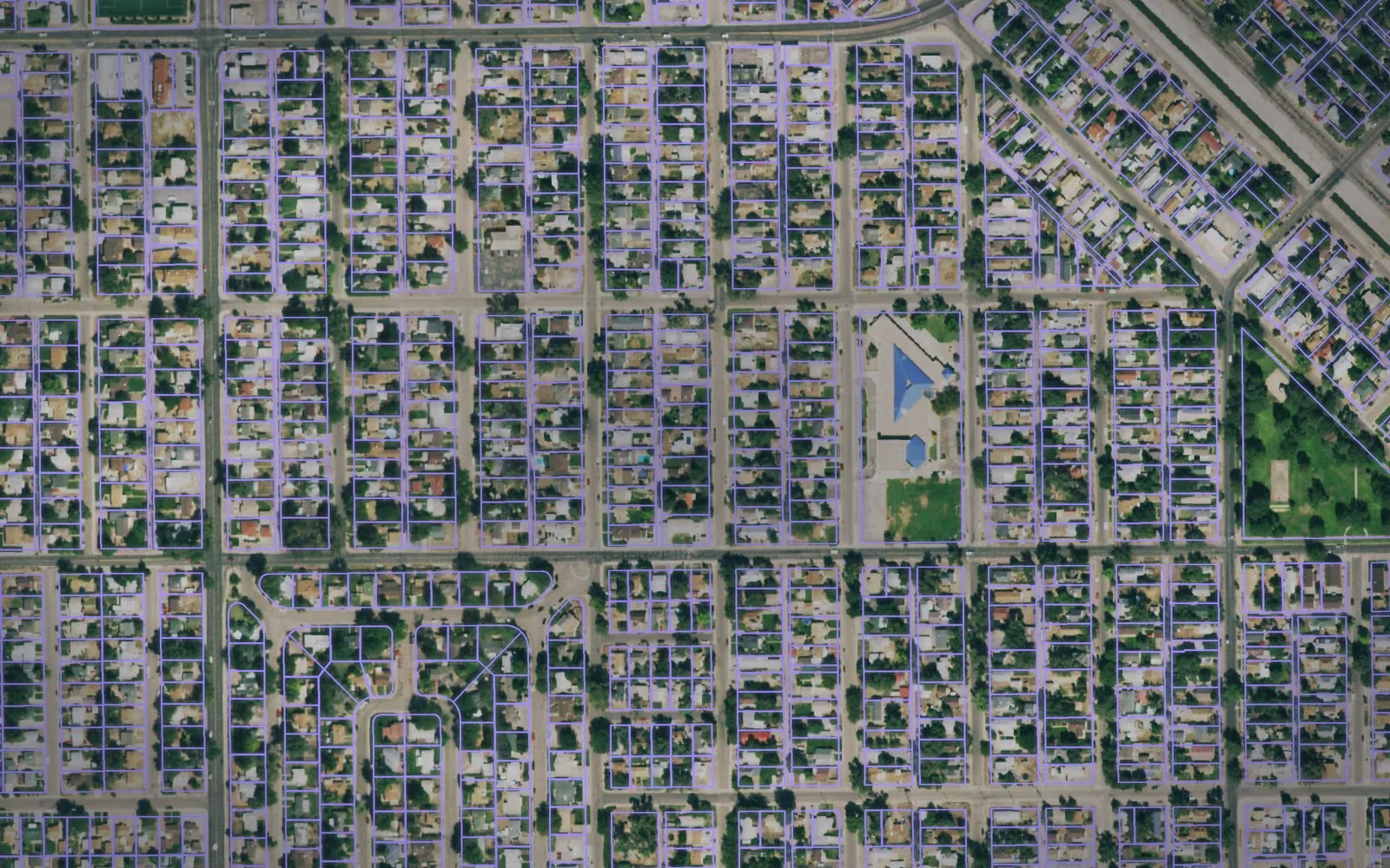 Parcel boundaries over aerial imagery of Pueblo County, Colorado