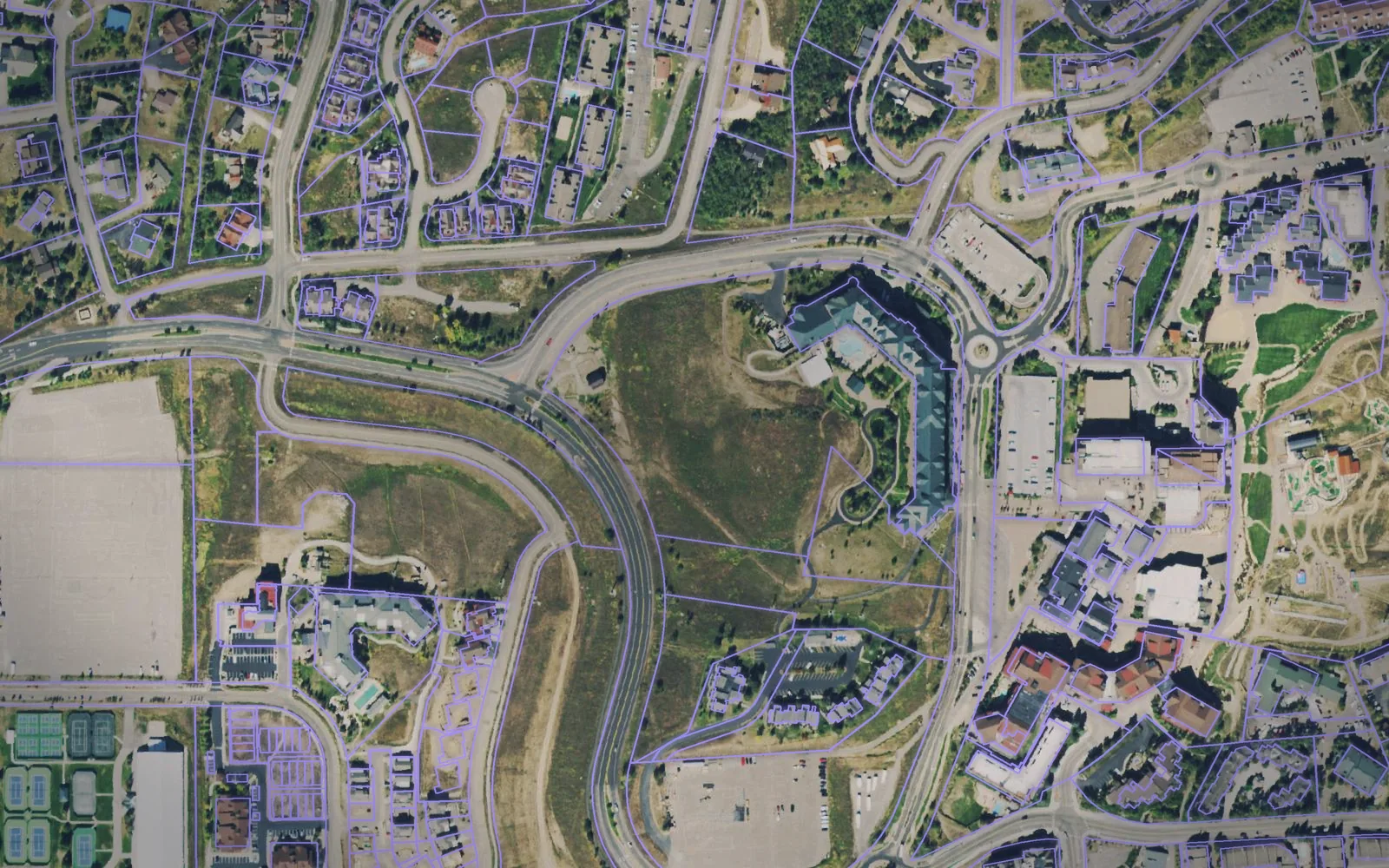 Parcel boundaries over aerial imagery of Routt County, Colorado