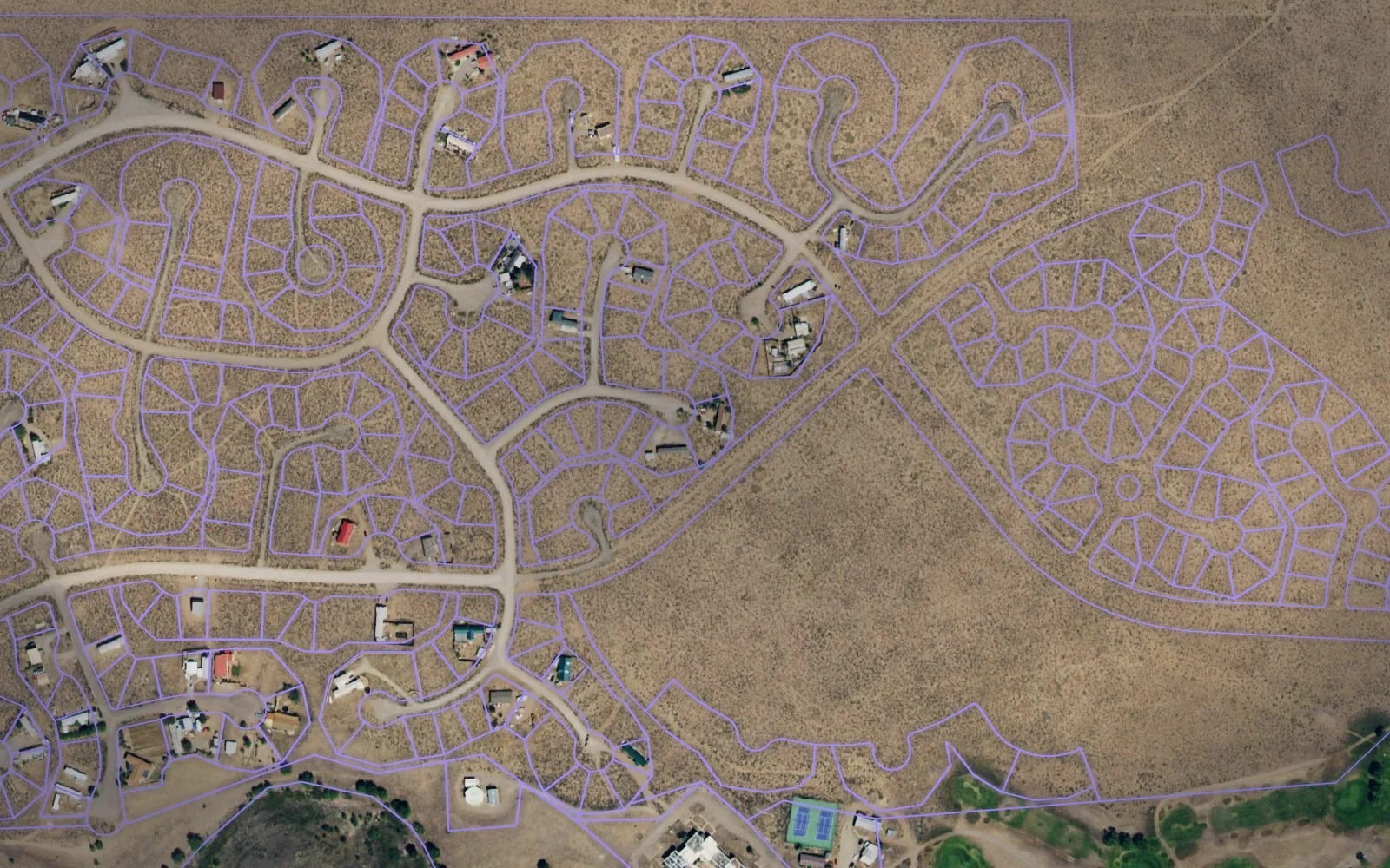 Parcel boundaries over aerial imagery of Saguache County, Colorado