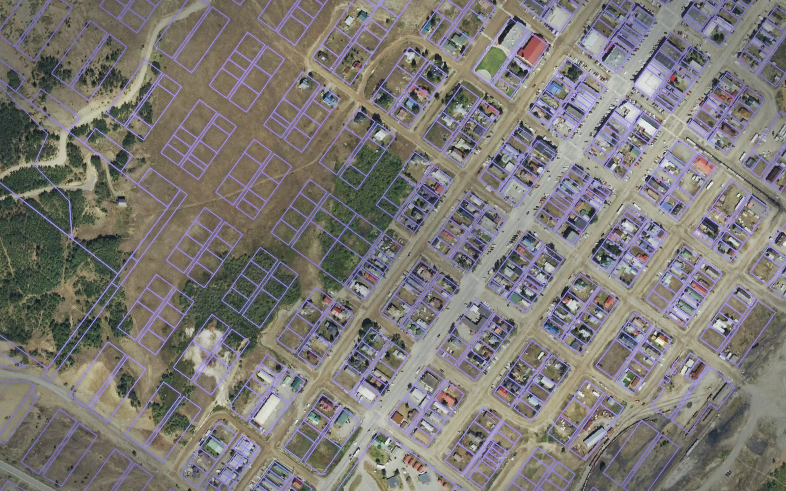 Parcel boundaries over aerial imagery of San Juan County, Colorado
