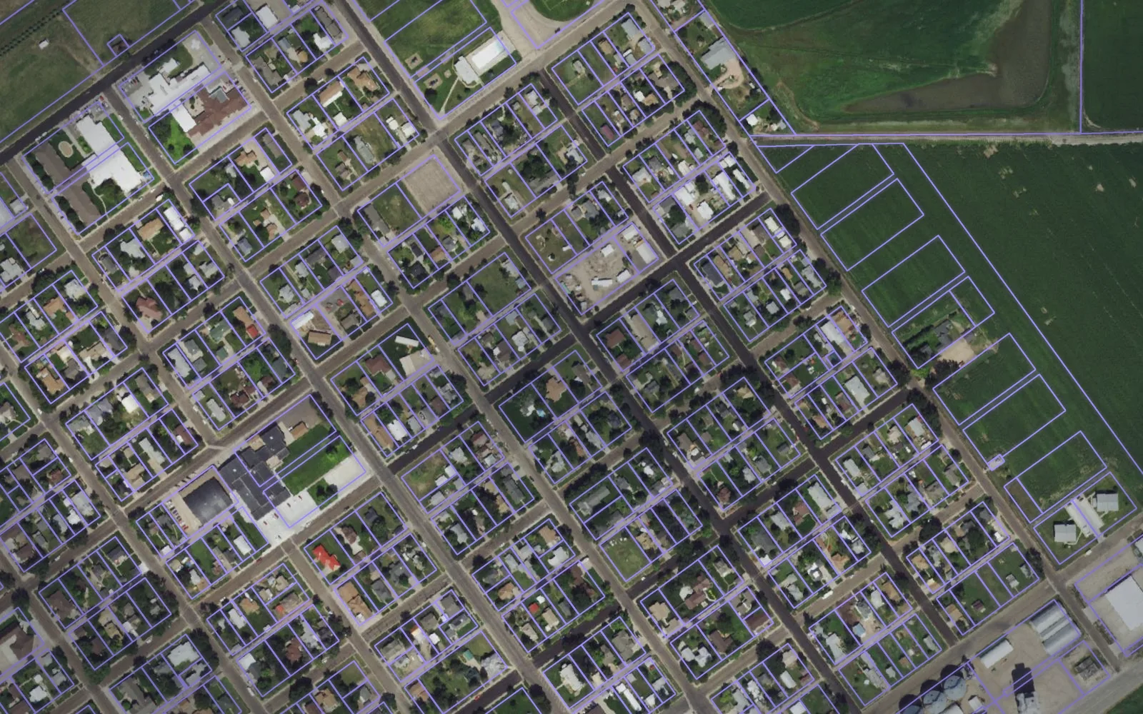 Parcel boundaries over aerial imagery of Sedgwick County, Colorado