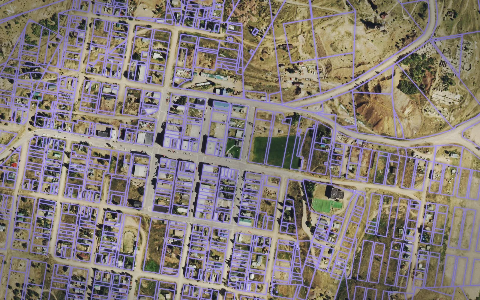 Parcel boundaries over aerial imagery of Teller County, Colorado