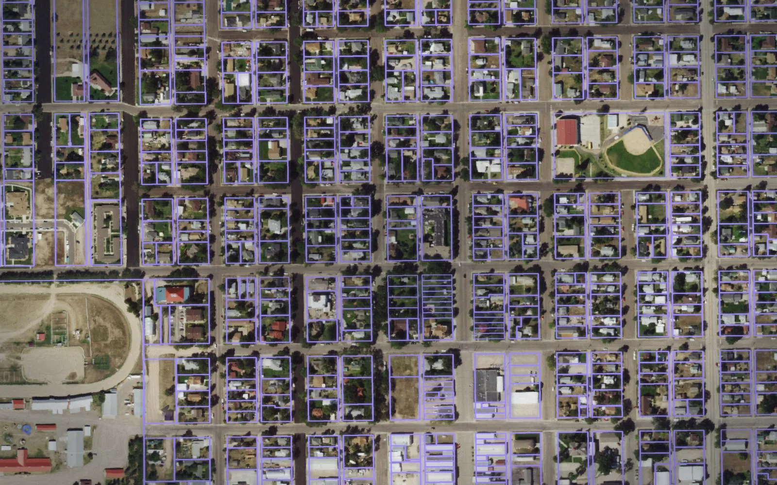 Parcel boundaries over aerial imagery of Washington County, Colorado