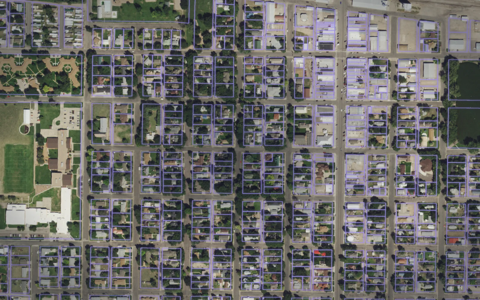 Parcel boundaries over aerial imagery of Yuma County, Colorado