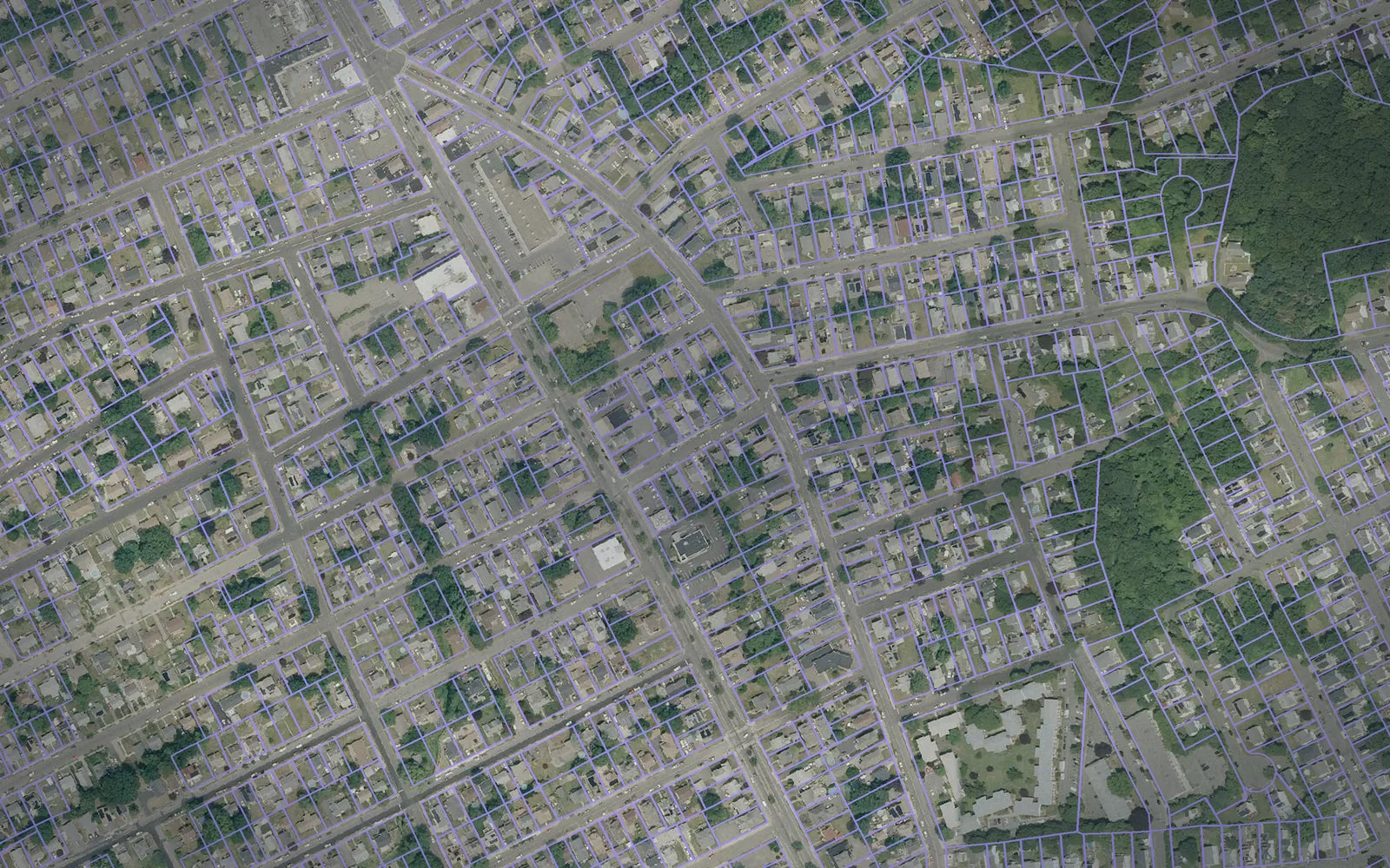 Parcel boundaries over aerial imagery of Greater Bridgeport Planning Region, Connecticut