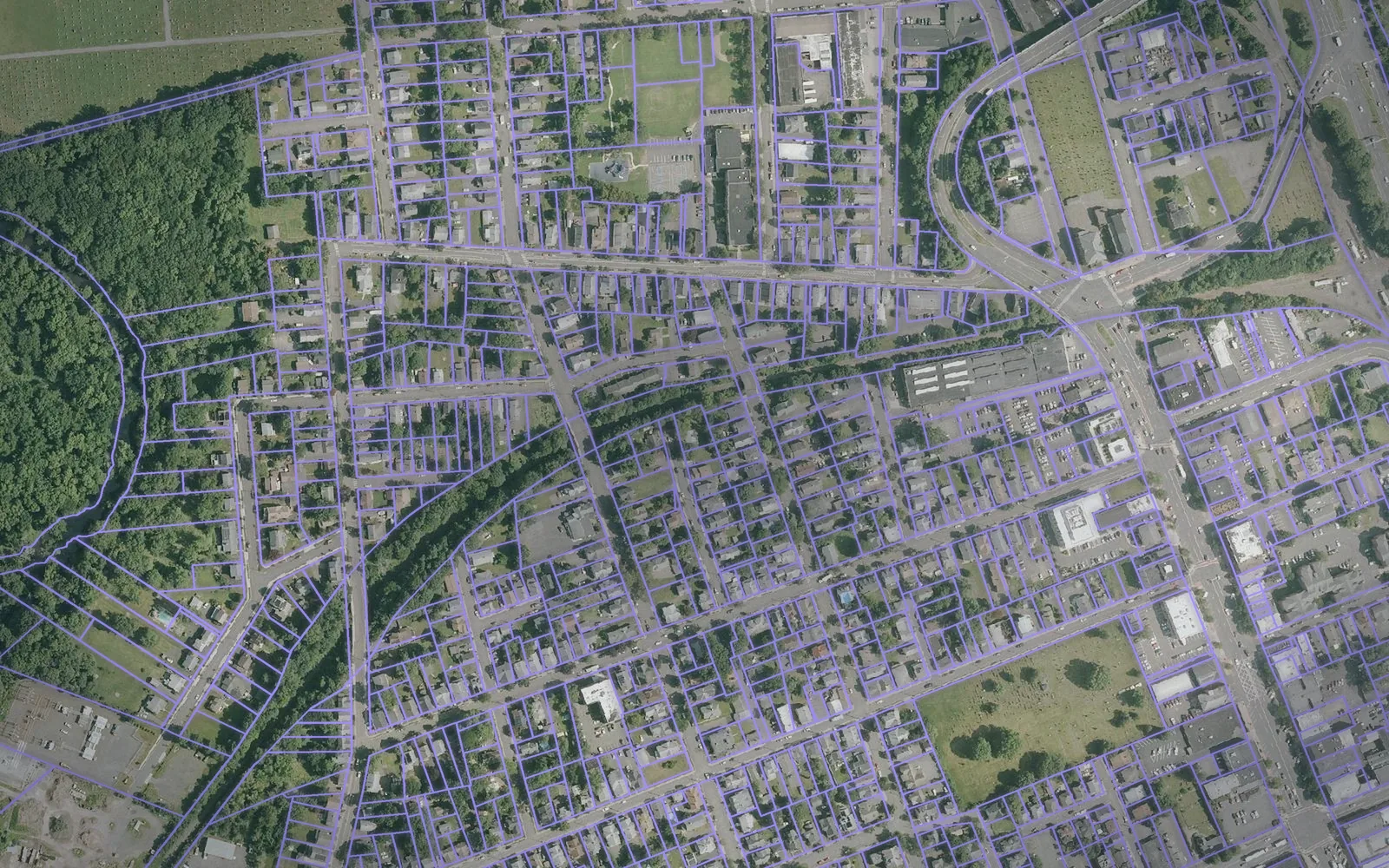 Parcel boundaries over aerial imagery of Lower Connecticut River Valley Planning Region, Connecticut