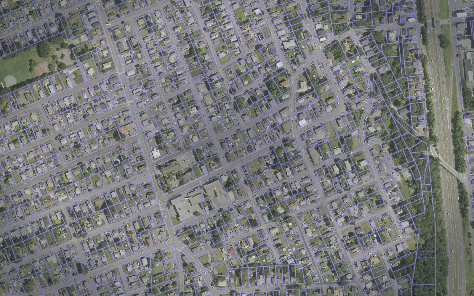 Parcel boundaries over aerial imagery of Naugatuck Valley Planning Region, Connecticut