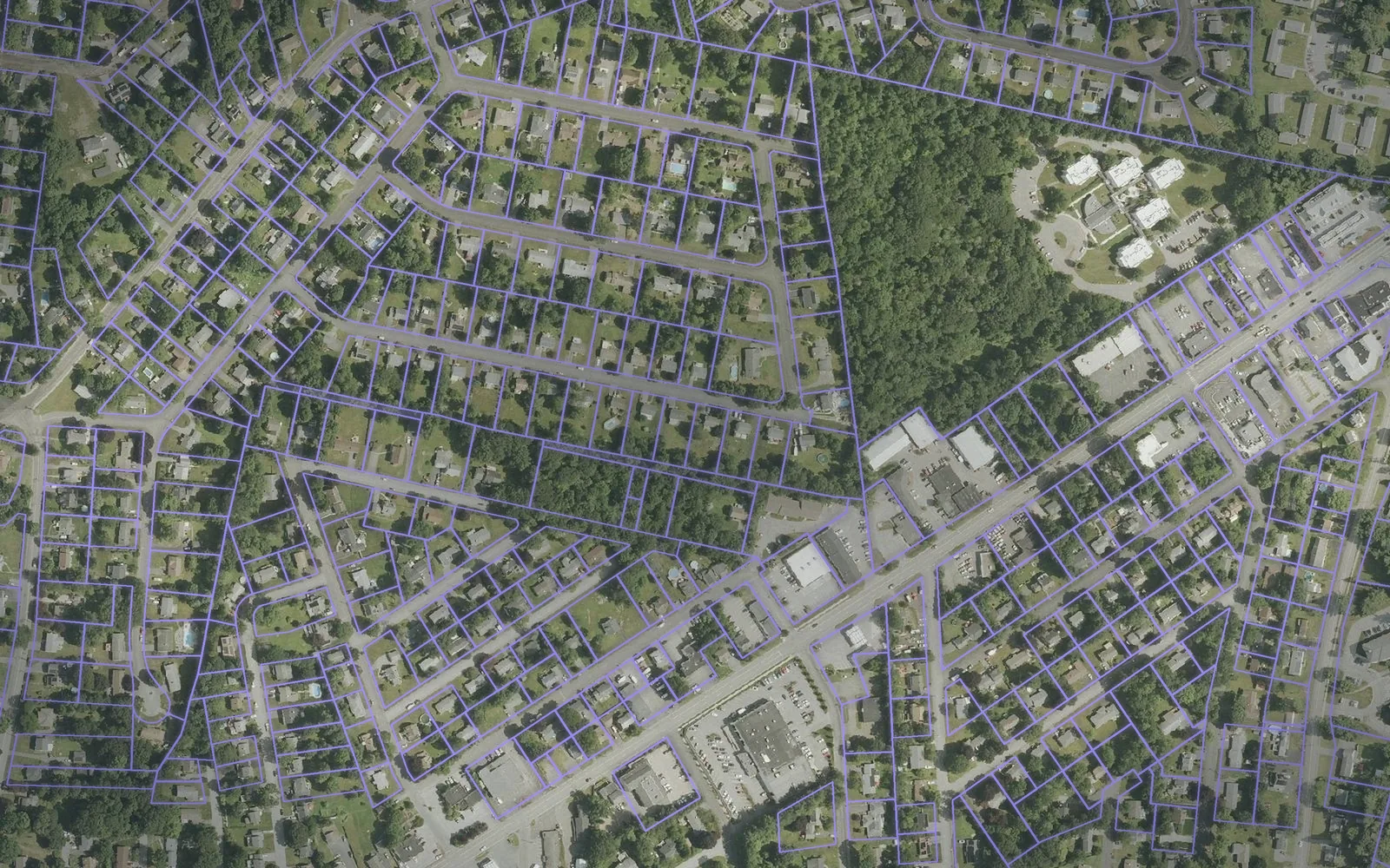 Parcel boundaries over aerial imagery of Northwest Hills Planning Region, Connecticut