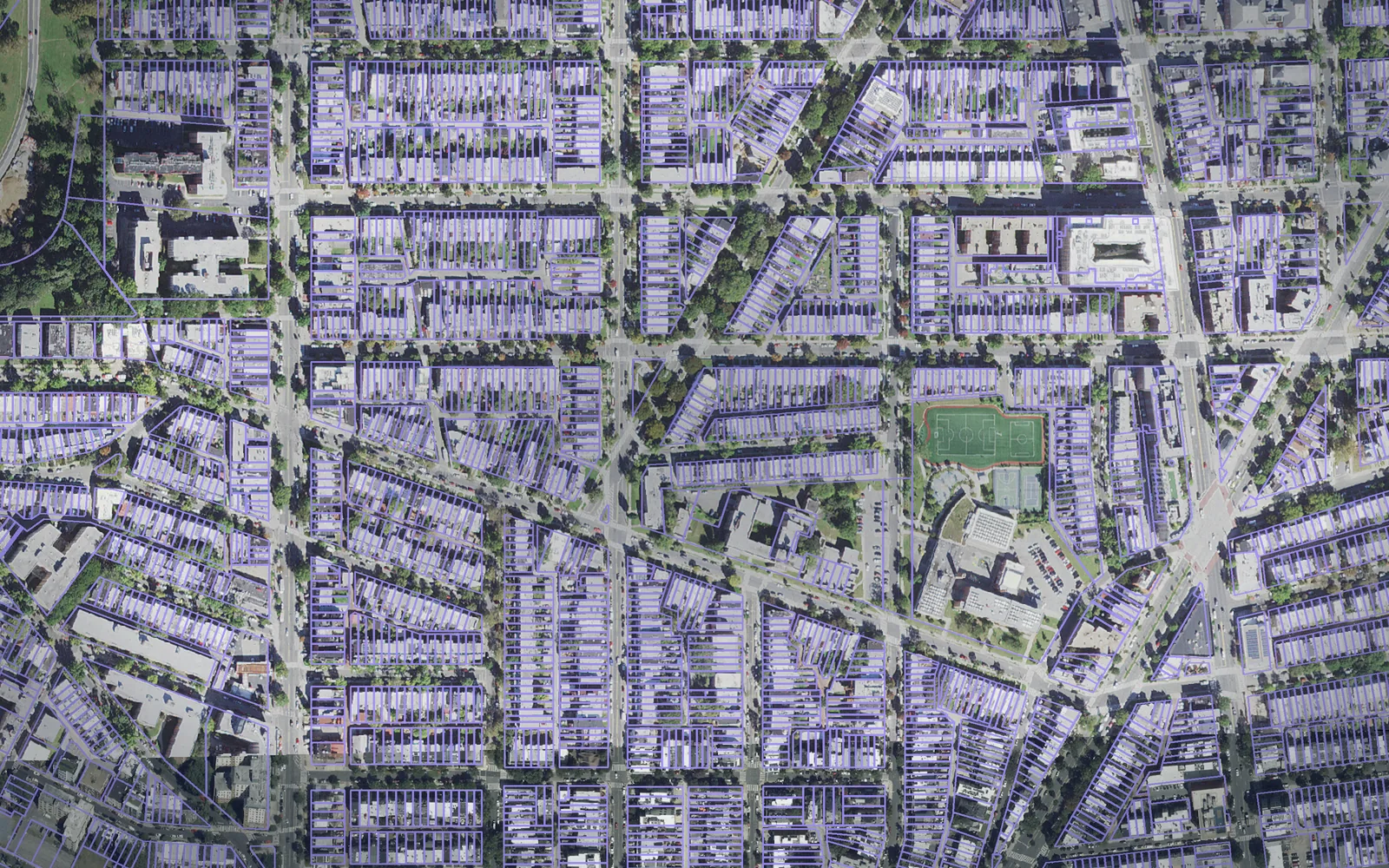 Parcel boundaries over aerial imagery of District of Columbia, District of Columbia