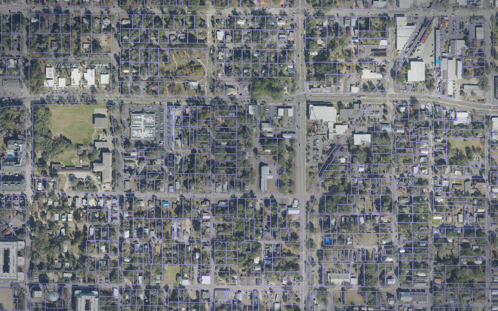 Parcel boundaries over aerial imagery of Alachua County, Florida