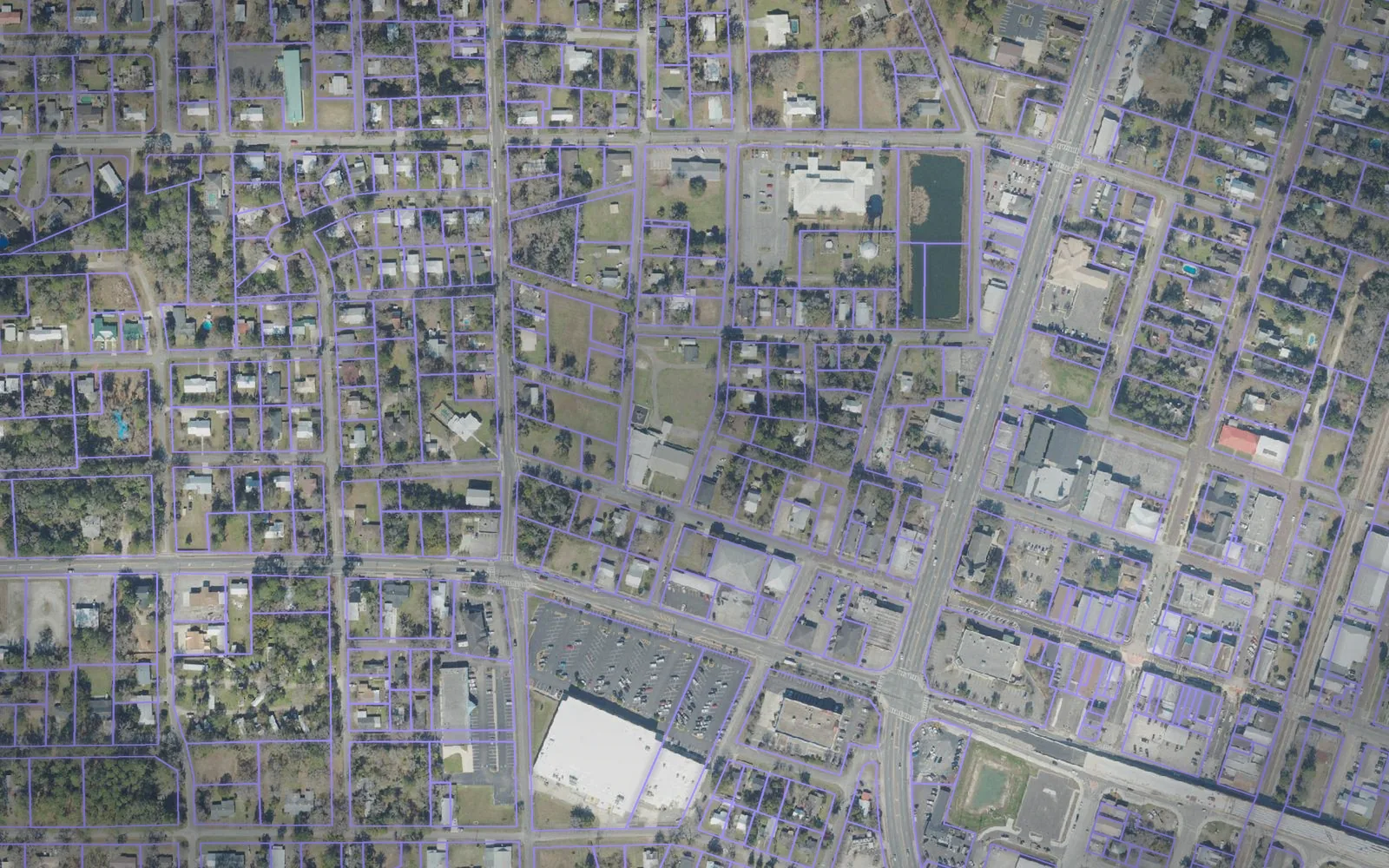 Parcel boundaries over aerial imagery of Bradford County, Florida