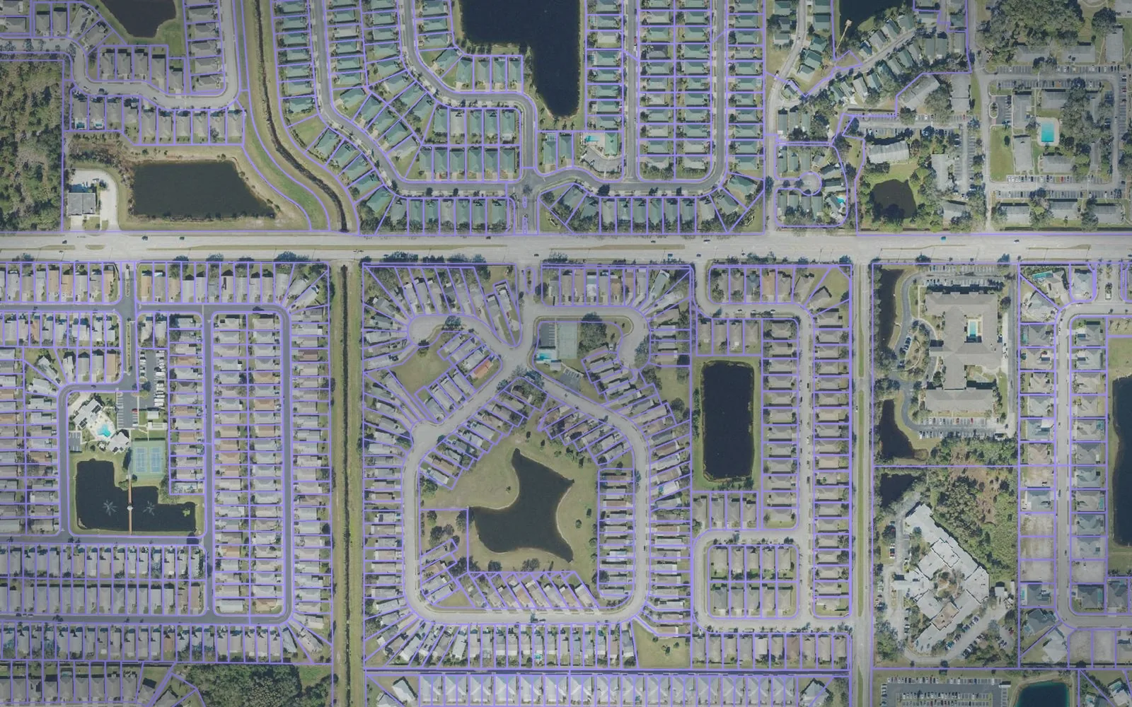 Parcel boundaries over aerial imagery of Brevard County, Florida