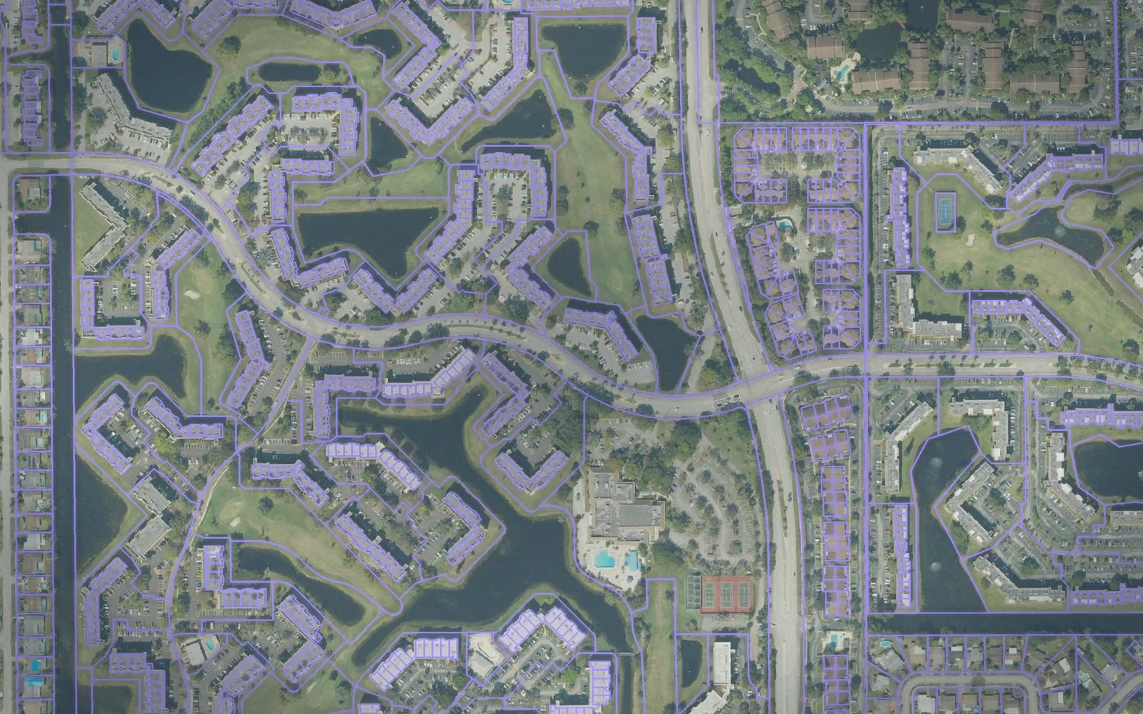 Parcel boundaries over aerial imagery of Broward County, Florida