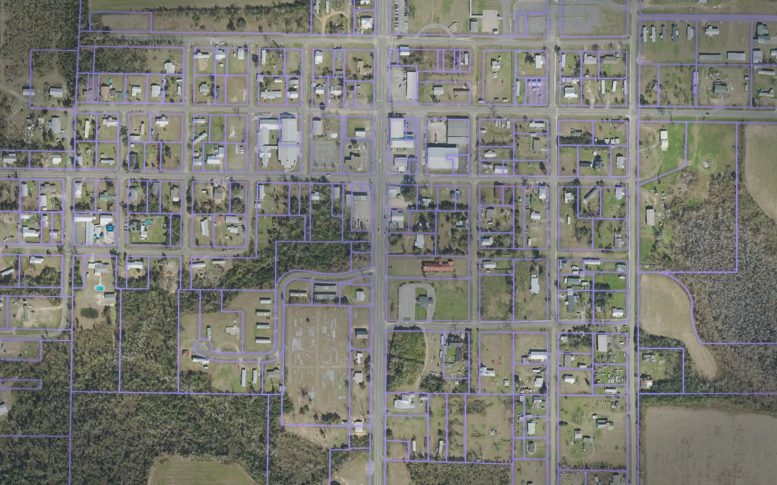 Parcel boundaries over aerial imagery of Calhoun County, Florida