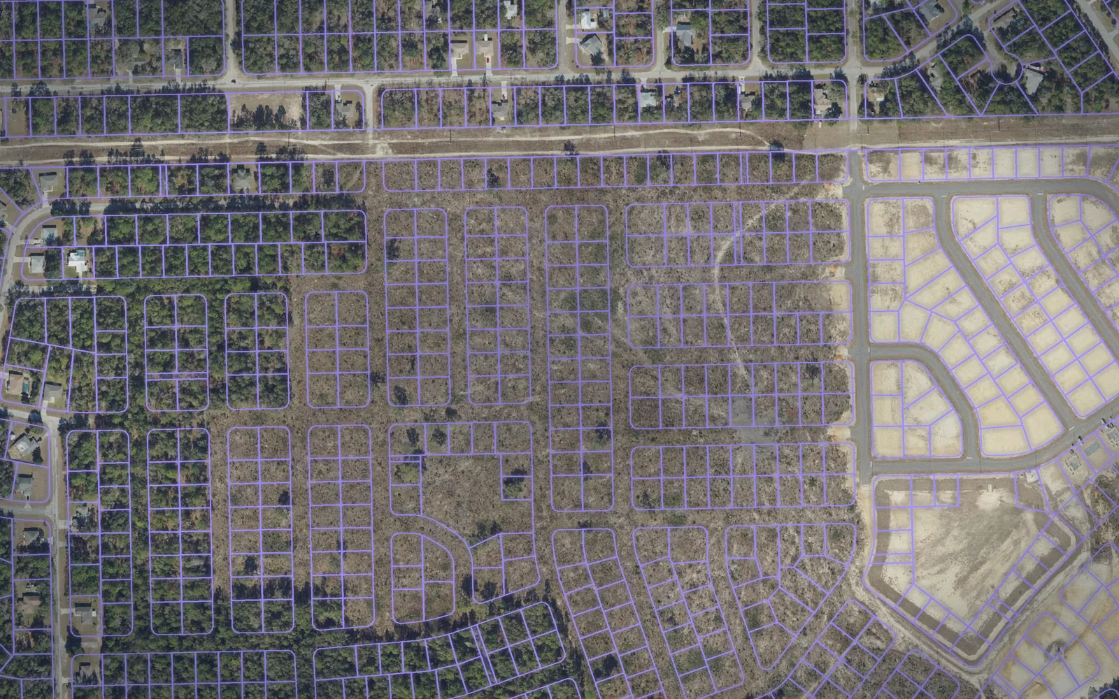 Parcel boundaries over aerial imagery of Citrus County, Florida