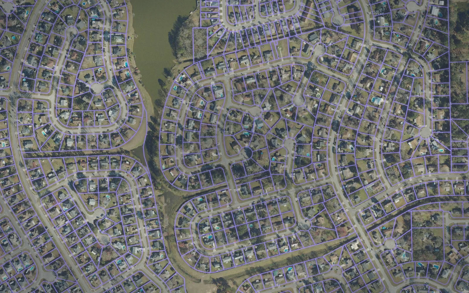 Parcel boundaries over aerial imagery of Clay County, Florida