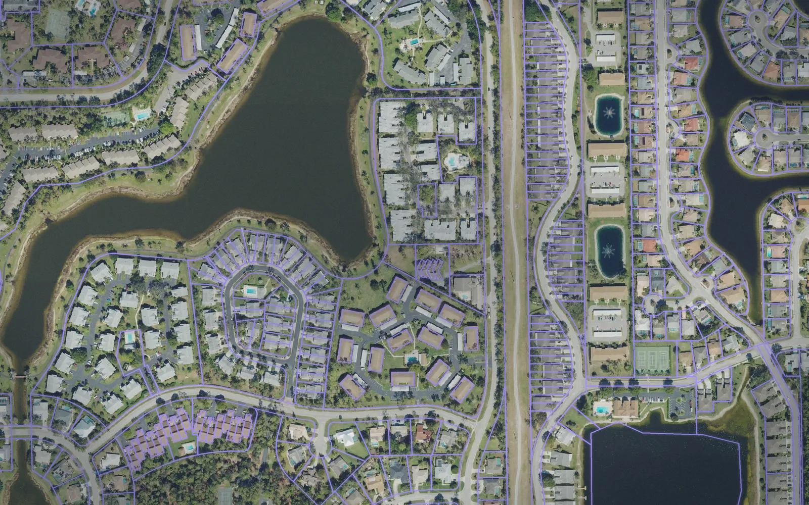 Parcel boundaries over aerial imagery of Collier County, Florida